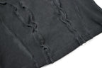 Asymmetrical cut unique style tee, irregular tailoring creates distinctive visual layering.