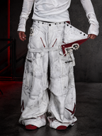 VINTAGE DETACHABLE STRAP EMBROIDERED PATCH CARGO PANTS