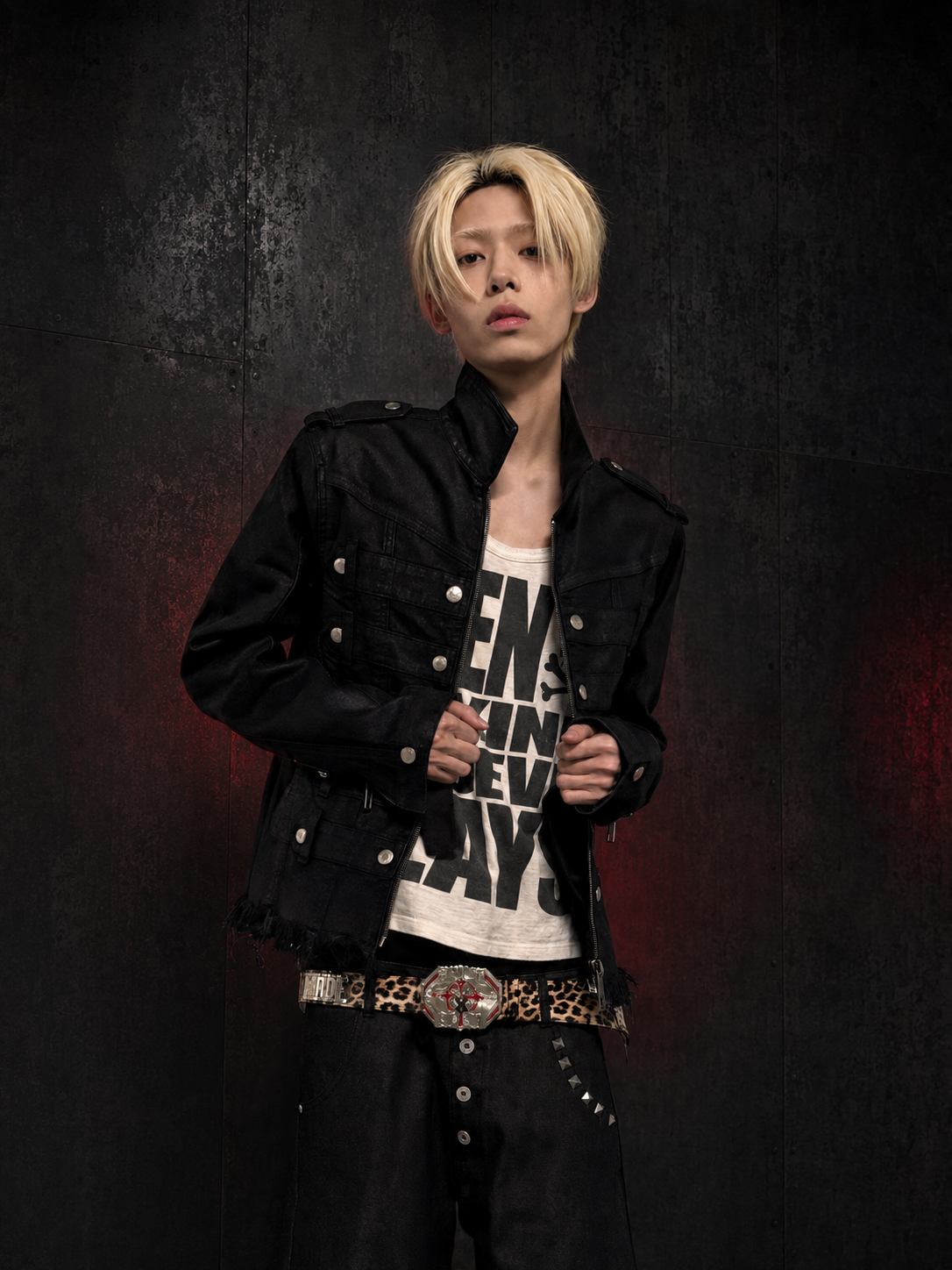 WAXED DENIM DISTRESSED HEM COAT JACKET “NAPOLEON COURT”