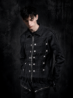 WAXED DENIM DISTRESSED HEM COAT JACKET “NAPOLEON COURT”