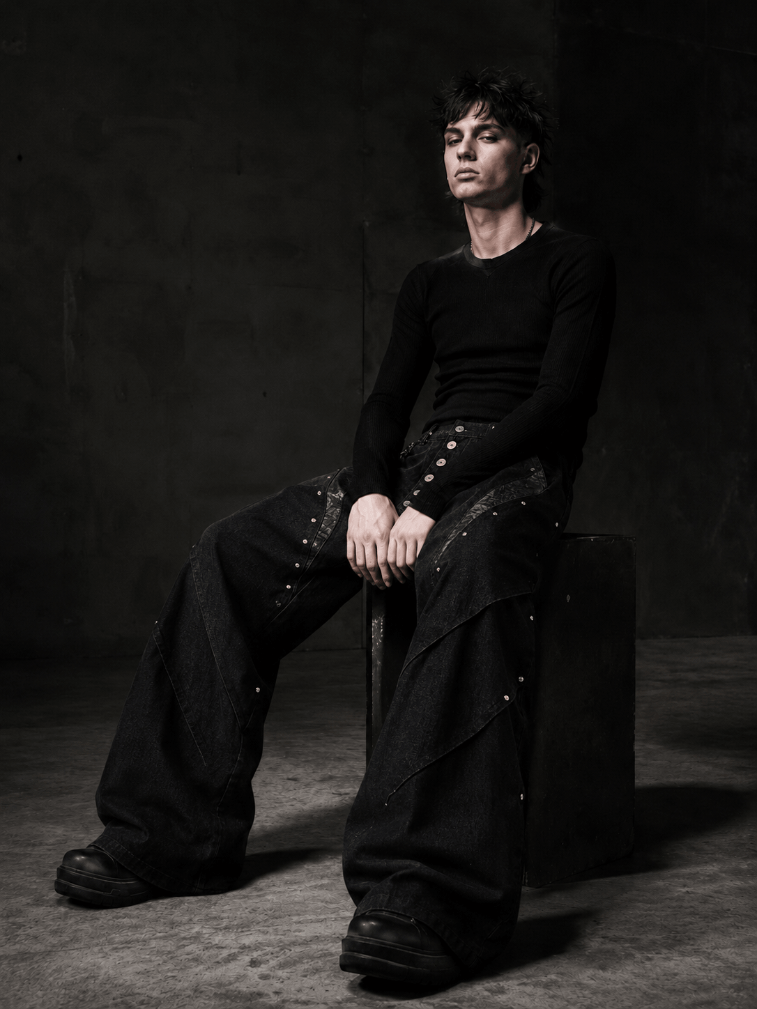 Cargo baggy techwear comfy pant, loose baggy silhouette paired with practical cargo pockets.