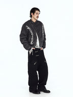 Cracked print boxy cotton tee features vintage cracked graphic print and square boxy fit for classic streetwear vibe.