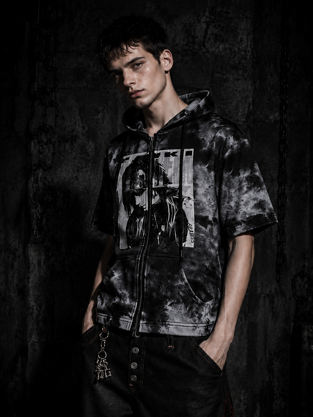 light crinkle‑fabric material composes this soft oversized tee, with naturally wrinkled texture and a loose roomy cut to achieve effortless chill‑styled everyday street‑wear. Main image