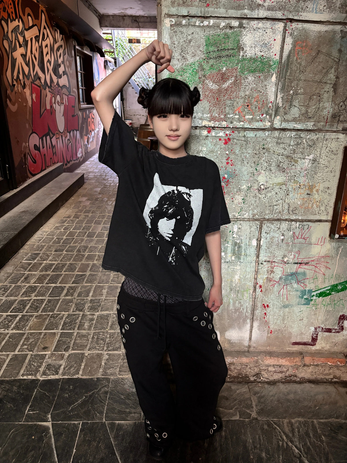 Mysterious dark-occult-symbol prints adorn this gothic hoodie. Mystic symbolic patterns paired with a loose drape shape deliver moody, shadowy alternative streetwear aesthetics.