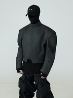 This darkurban slashed detail crop top features dramatic cut accents to elevate your edgy underground look.