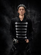 VINTAGE LEATHER LAPEL LONG‑SLEEVE UNISEX POLO SHIRT