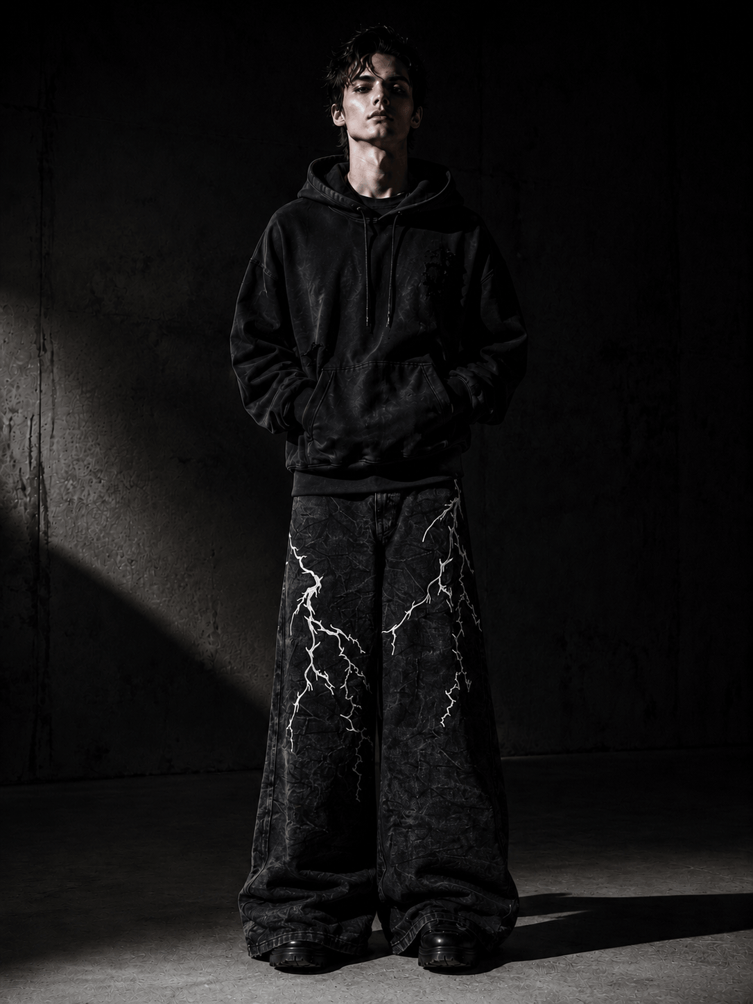 Deconstructed edgy street casual wear, unique deconstructed tailoring breaks conventional design.