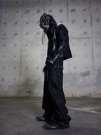 Denim jeans distressed street style, classic denim fabric with vintage distressed craftsmanship.
