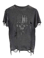 Dust-wash vintage oversized graphic tee adopts muted dust faded wash craft with retro vintage printed graphics.