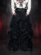 DARK NICHE STRUCTURED PLEATED WAXED HEAVYWEIGHT BAGGY JEANS