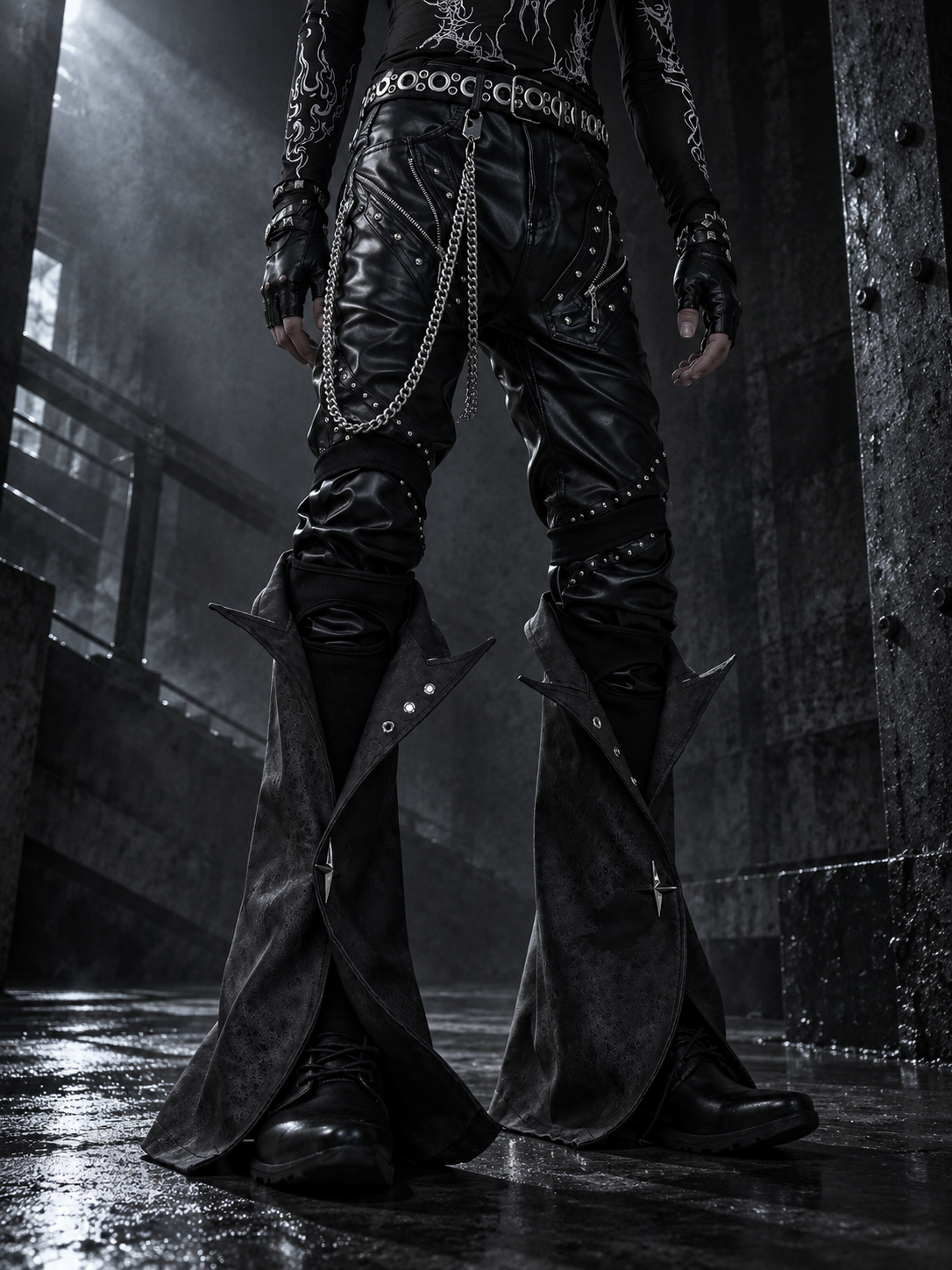 HEAVYWEIGHT PUNKSTYLE PU LEATHER SKINNY PANTS WITH DETACHABLE SLEEVES Main image