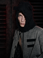DISTRESSED WASH DEVIL HORN EAR FAUX YARN BEANIE UNISEX