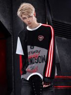 COLOR‑BLOCK IRREGULAR SPLICING DECONSTRUCTED RACING‑STYLE LONG‑SLEEVE