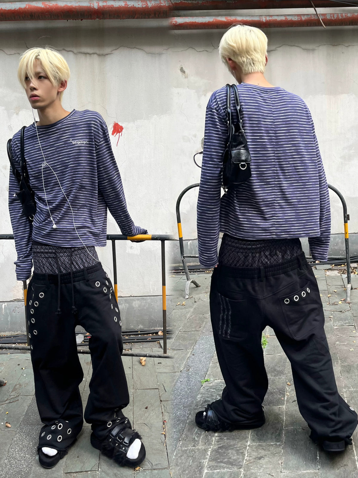 Dynamic glitch-text-print decorates this edgy urban top. Fragmented distorted letter graphics match a relaxed fit to create striking futuristic urban streetwear appeal.