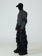 This gothic spliced panel street hoodie adopts artistic spliced panels and moody dark tones, creating dramatic layered looks for goth alternative streetwear.