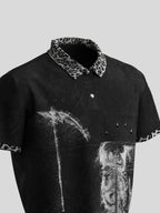 raw hand sketch graffiti artwork adorns this urban casual top, bringing authentic gritty city vibes for trendy street daily outfits