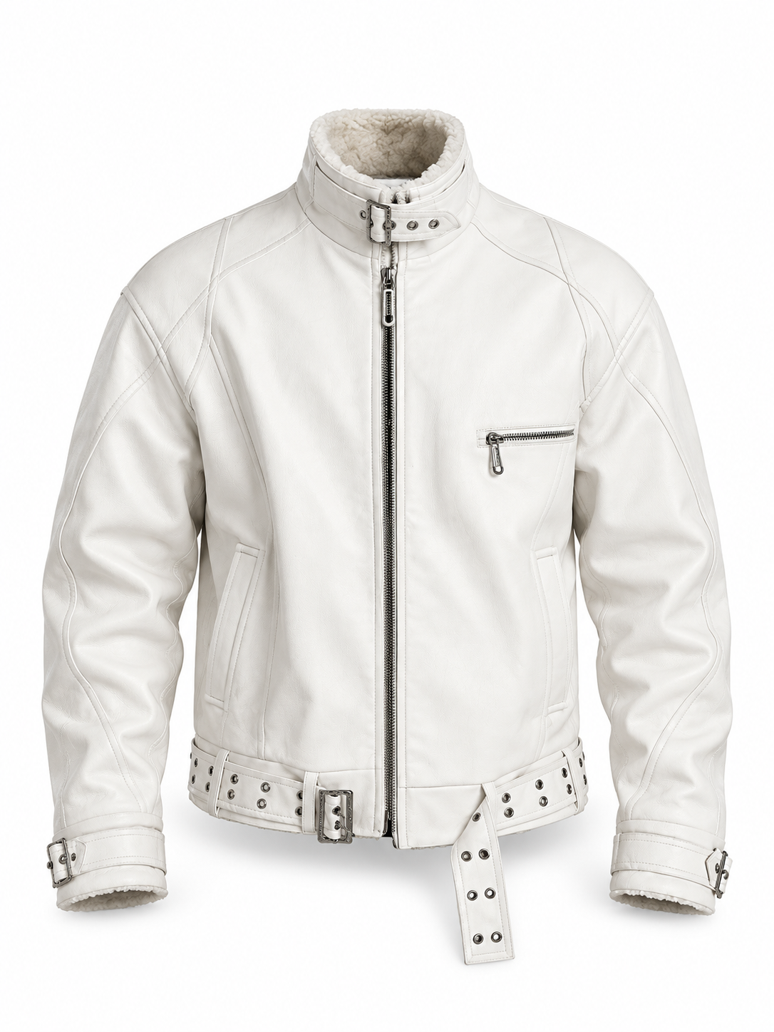 Hype retro layer cuff spliced outerwear features spliced panels and layered cuff details to create bold retro streetwear aesthetics. Main image