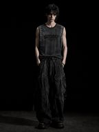 Metal decor edgy punk apparel, sharp metal ornaments highlight bold punk temperament.