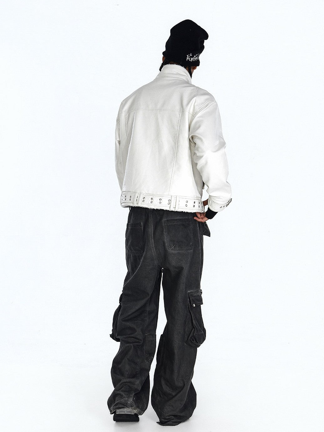 Patchwork oversized punk shirt combines mixed fabric panels and a roomy boxy fit for edgy punk streetwear character.