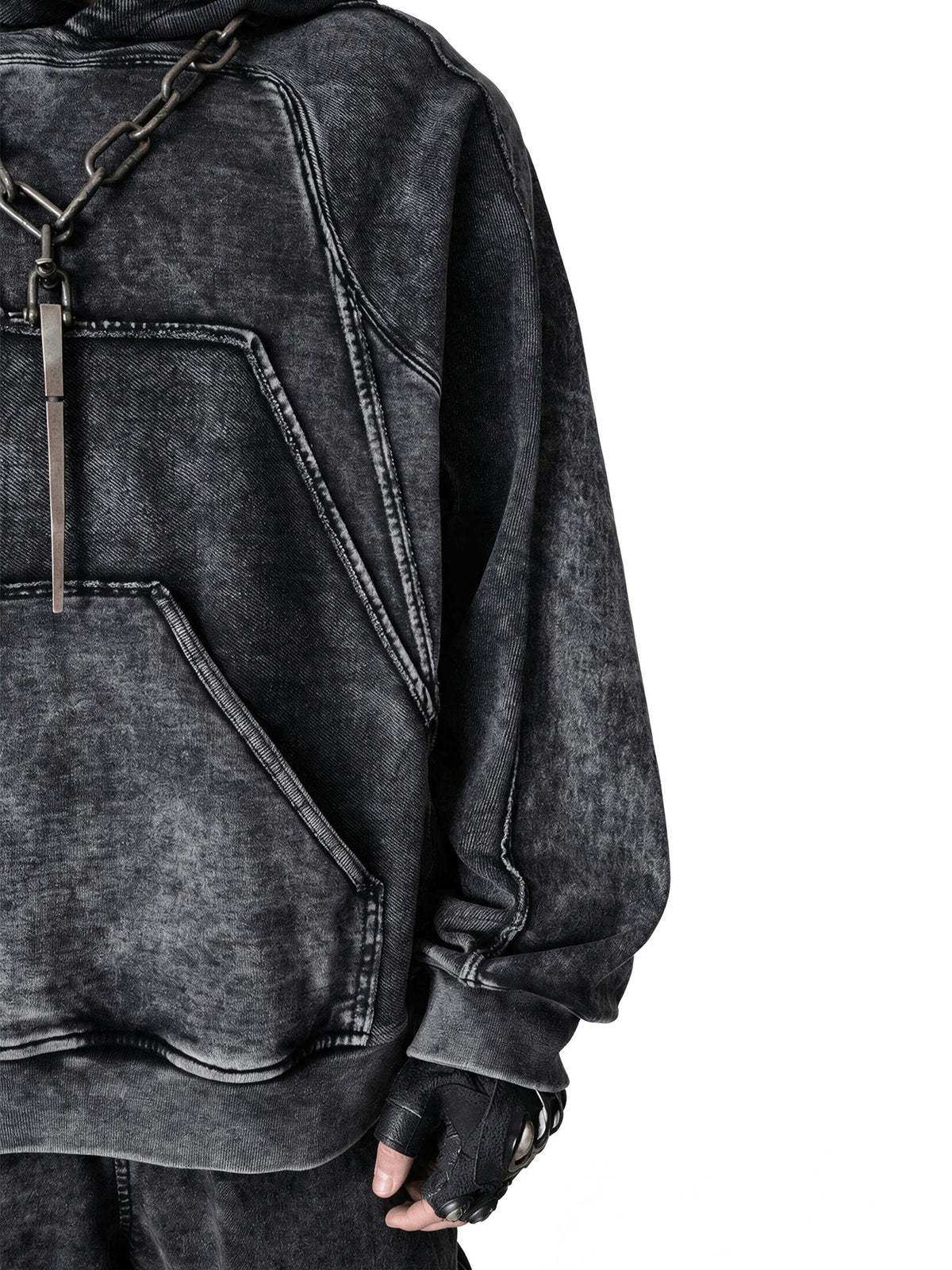 Punk outerwear with patchwork denim fabric artfully stitches assorted denim scraps into mixed patchwork construction, bringing mismatched visual layers and rough unfinished texture that captures bold rebellious punk streetwear spirit.