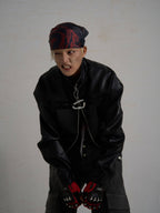 Raw-edge deconstructed street jacket coat features exposed raw edges and deconstructed panel cutting, creating an avant-garde, unrestrained streetwear look.