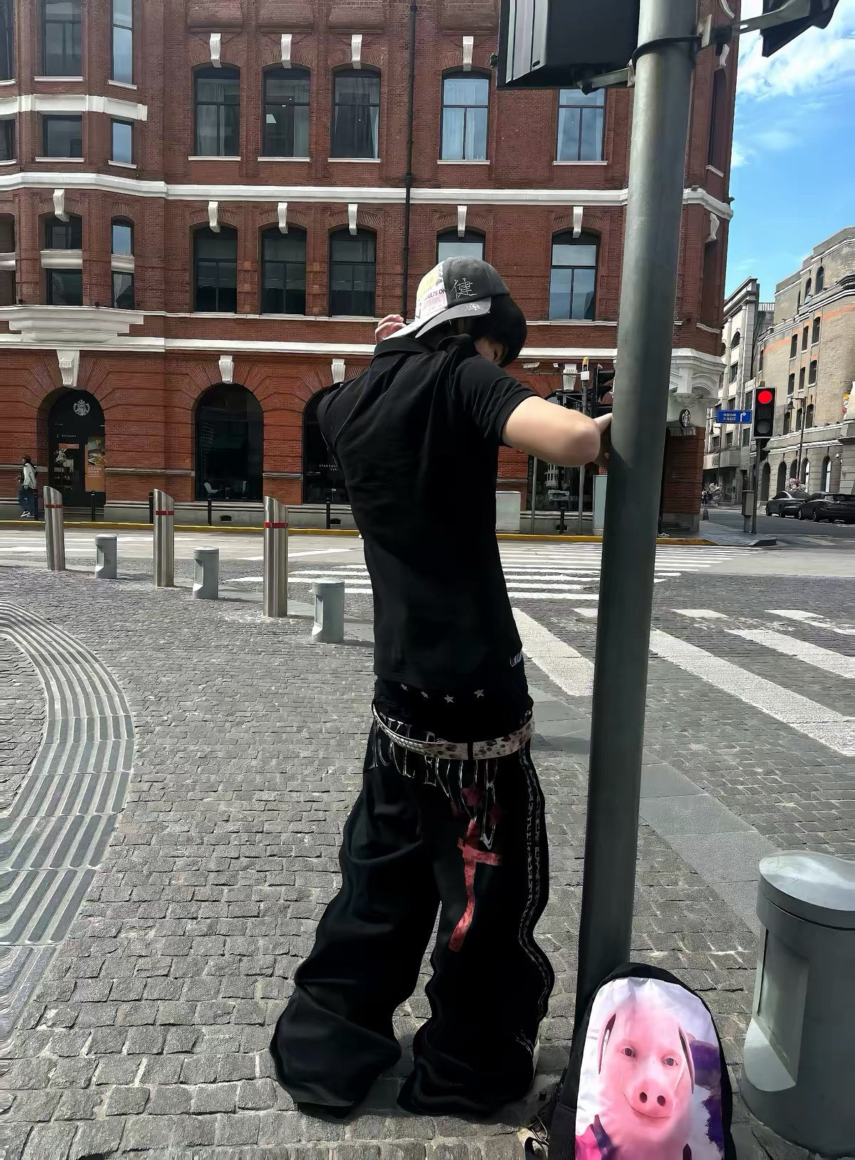 bold raw metal rivet embellishments and vintage distressed finishes craft this punk edgy outfit, channeling rebellious underground style for striking alternative street looks