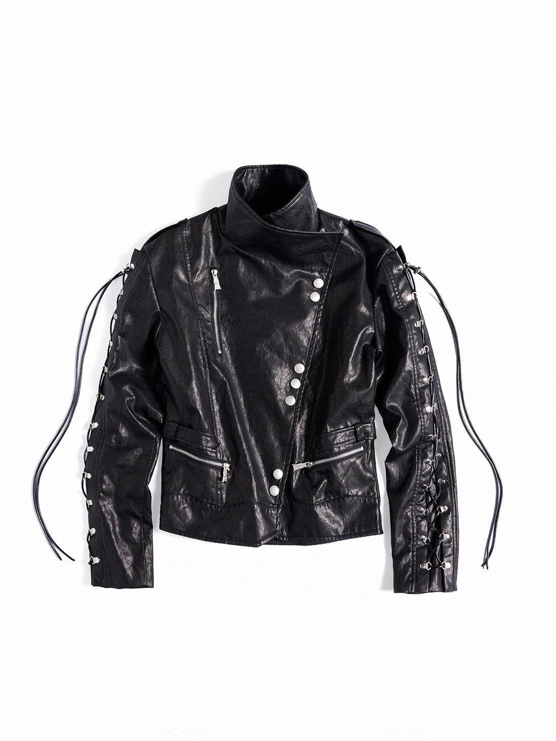 Raw seam asymmetrical street shirt highlights exposed raw seams and uneven cutting for bold deconstructed street style.