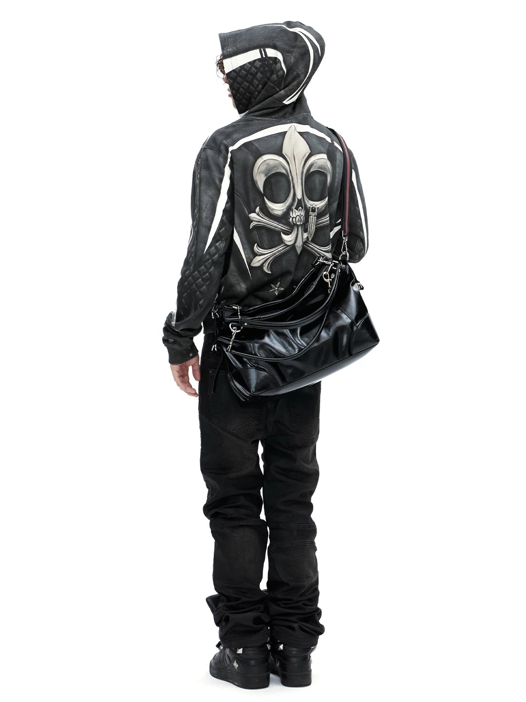 Spider web street top with delicate thread detail comes in a relaxed boxy fit, adorned with intricate spider web stitching artwork across the fabric. It balances subtle gothic Halloween charm and minimalist urban street style, made with lightweight wearable material to serve as a versatile layering piece for spooky-season daily outfits.