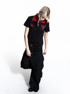 Splatter print boxy short sleeve tee features artistic splatter graphic and boxy cut, delivering edgy casual street vibe.