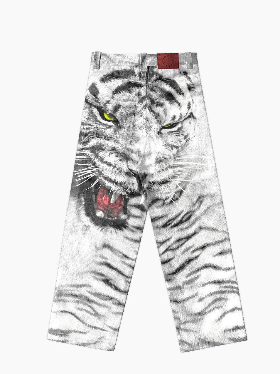 3D PRINTED WHITE TIGER WAXED JEANS Secondary image