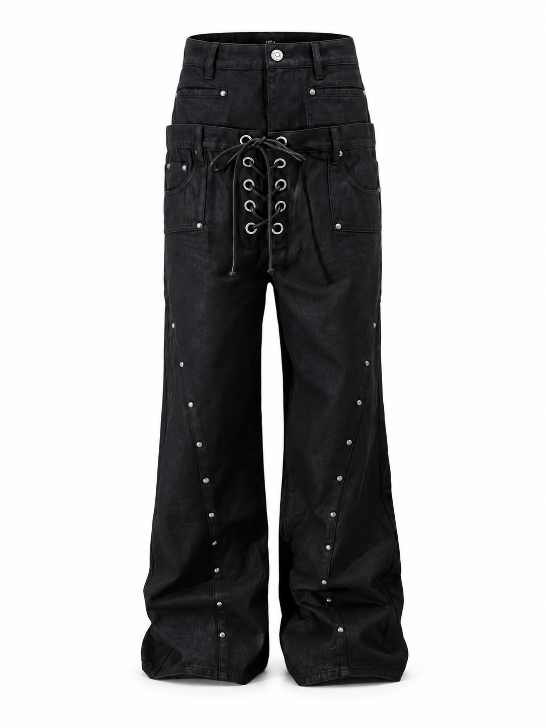 DARKPTPTS NICHE WAXED RIVET STRAIGHT LEG JEANS Secondary image