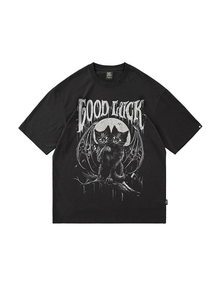 dark thorn print highlights gothic charm, this edgy oversized tee creates striking underground street looks for daily wear