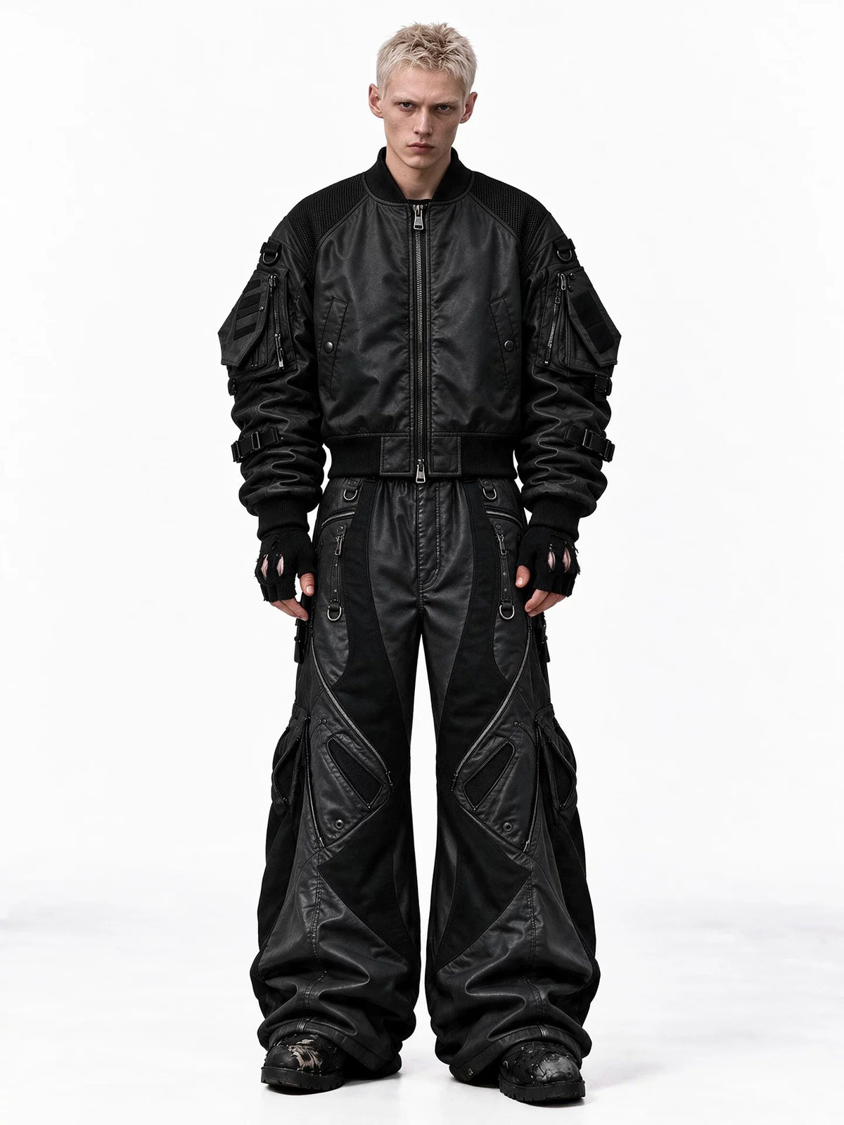 Urban cargo short with raw seam finish comes with multi utility pockets and exposed raw seam trims, bringing unfinished deconstructed texture and rugged minimalist urban street vibe for casual warm-weather styling.