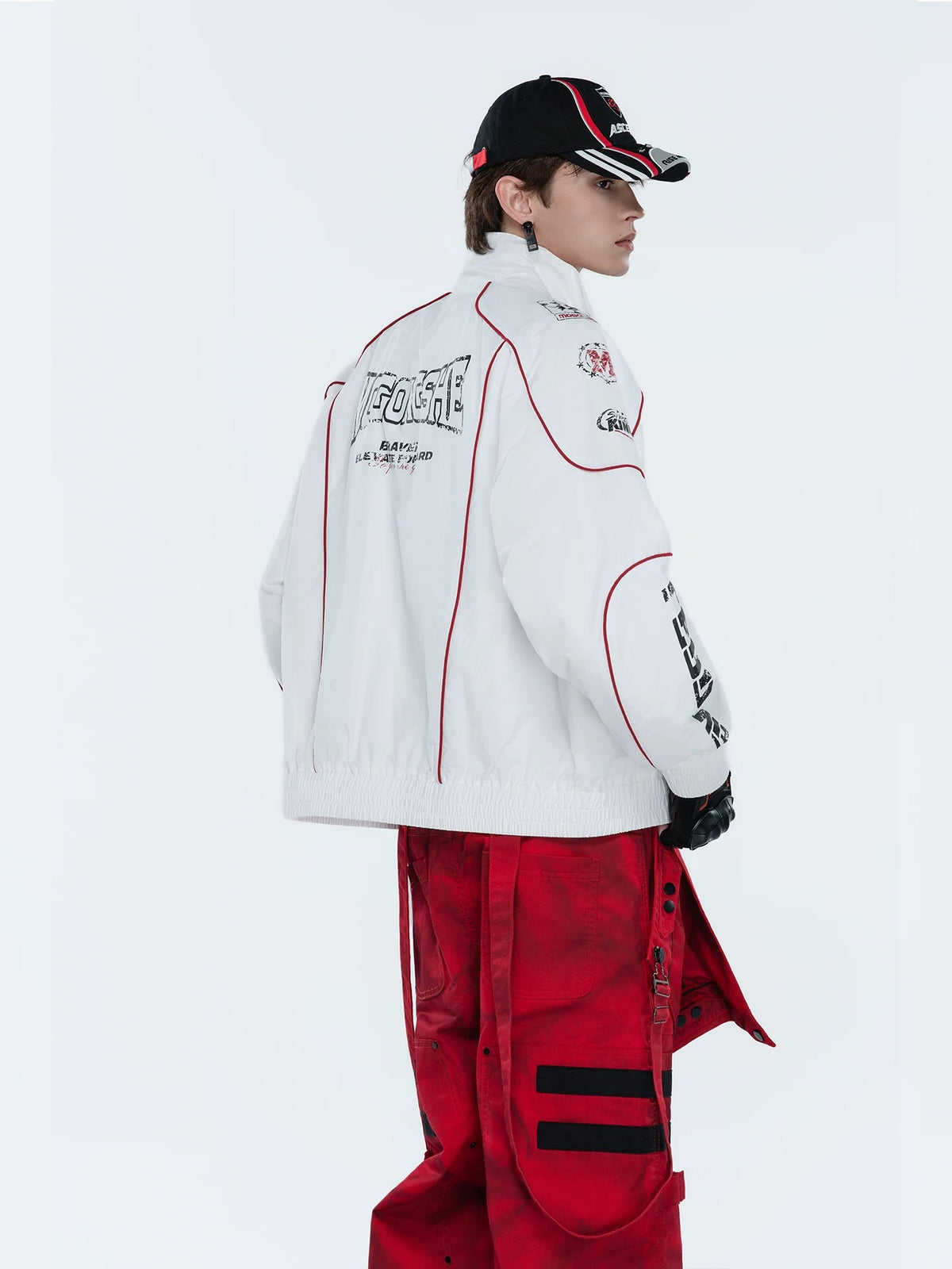 Urban deconstructed pocket hooded top has reworked deconstructed pocket details and a casual hooded silhouette for avant-garde urban street style.