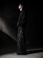 Vintage leather style edgy streetjacket, retro leather texture delivers bold trendy vibe.