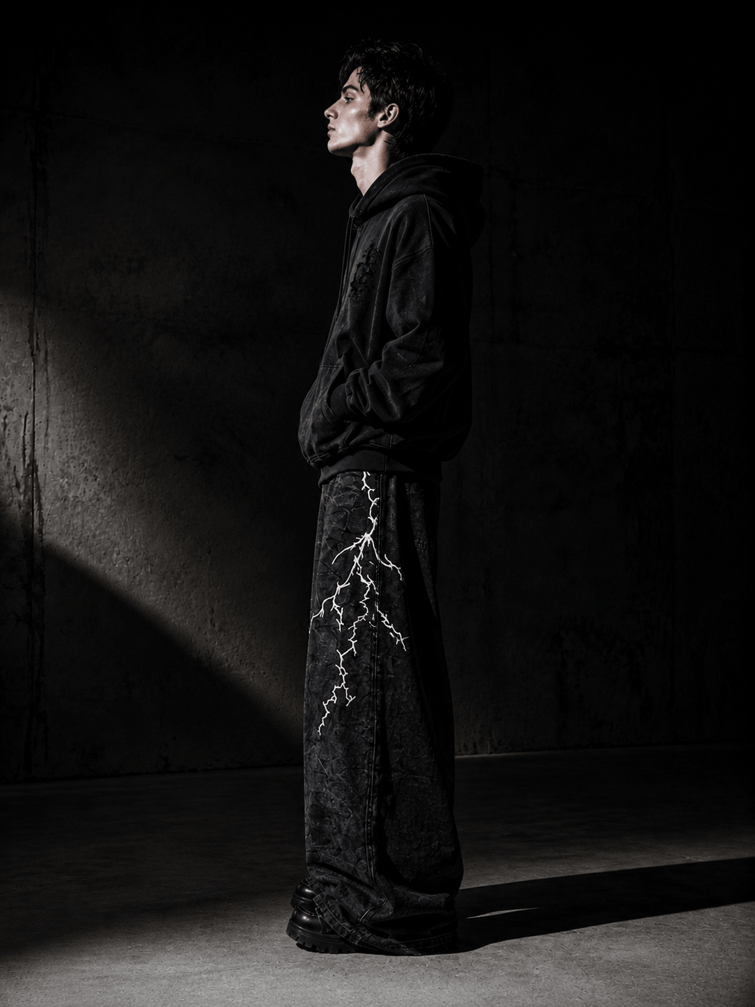 Vintage leather style edgy streetjacket, retro leather texture delivers bold trendy vibe.